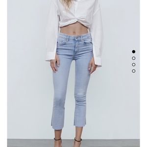 ZARA Mid-Rise flared cropped jeans